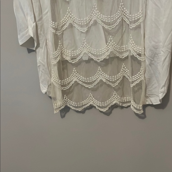 Rue21 Cream Asymmetrical Layered Top Medium with lace back - Picture 7 of 8